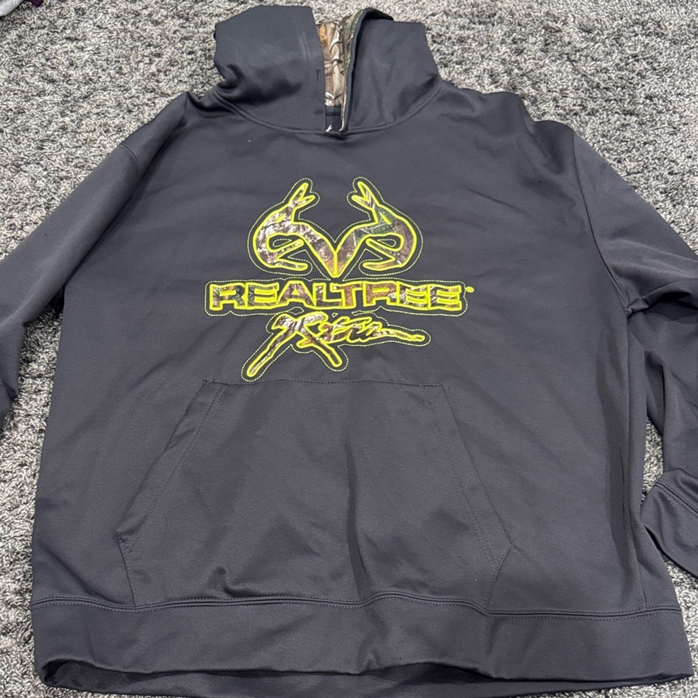 Realtree Charcoal Hoodie with Neon Logo